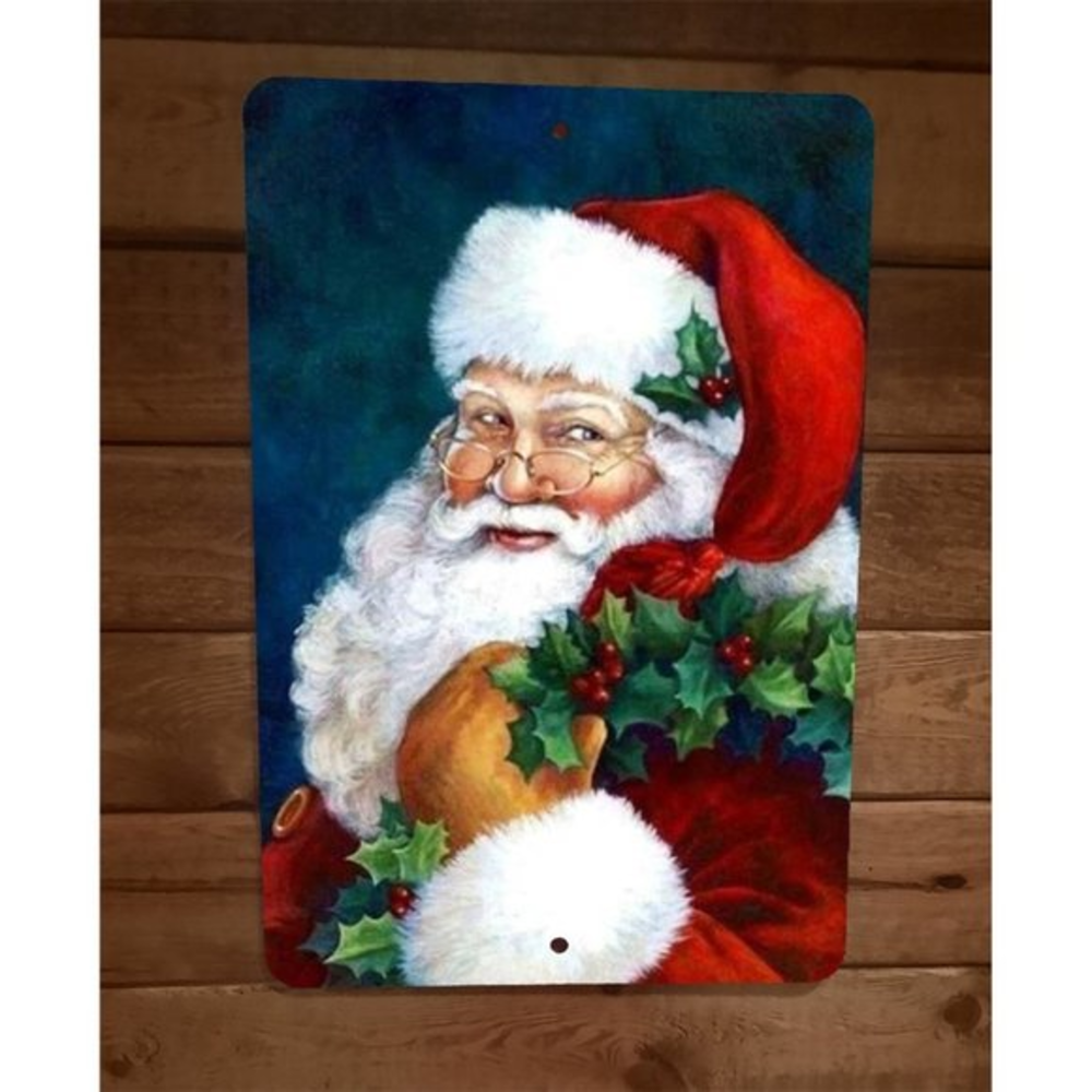 Merry Xmas Christmas Santa Saint Nick 8x12 Metal Wall Sign Poster